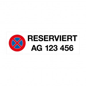 1304_Parkplatschild-RESERVIERT-Kennzeichen_Kleber